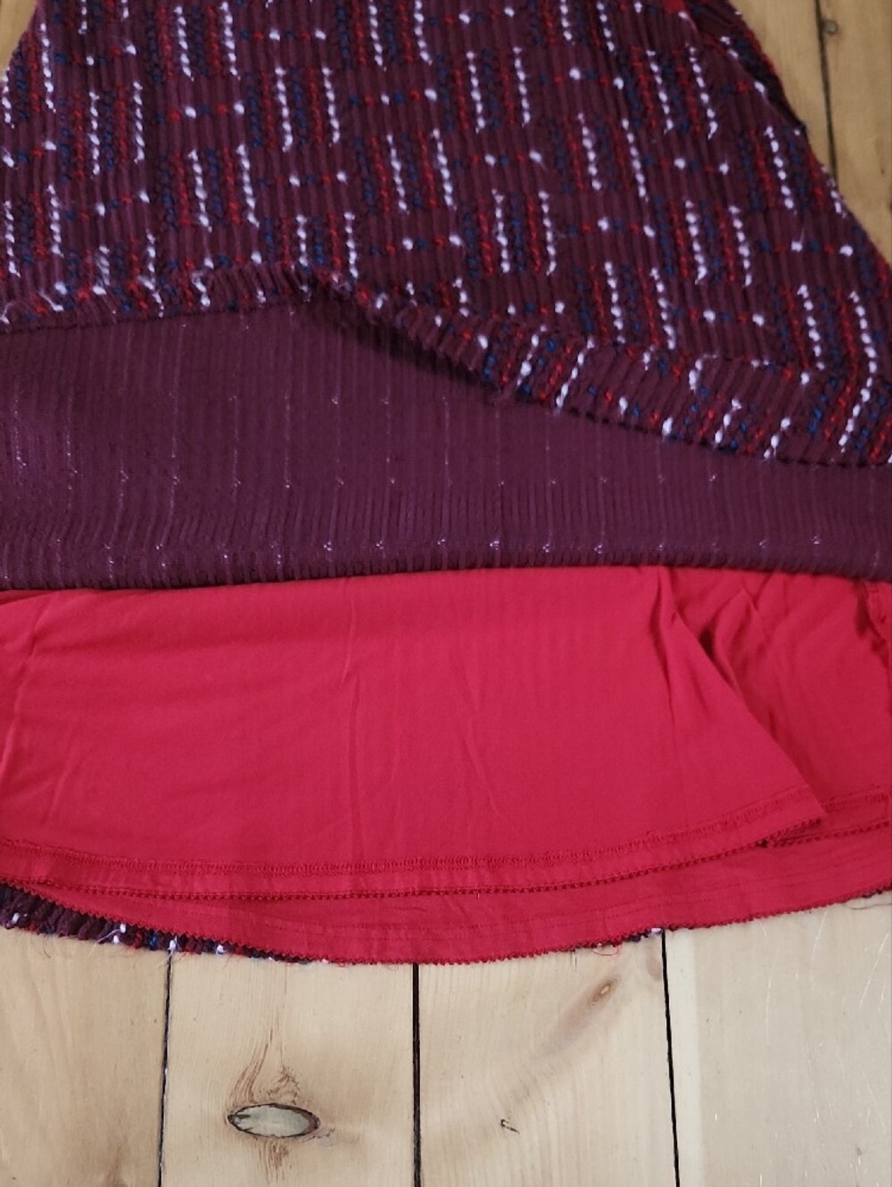 Anthropologie Maeve Burgundy Textured A-Line Knit Lined Skirt with Multicolor - Picture 13 of 13